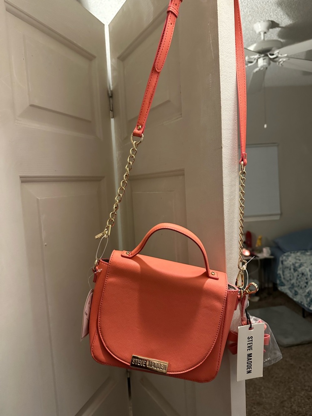 Steve Madden Coral-Orange Crossbody Satchel